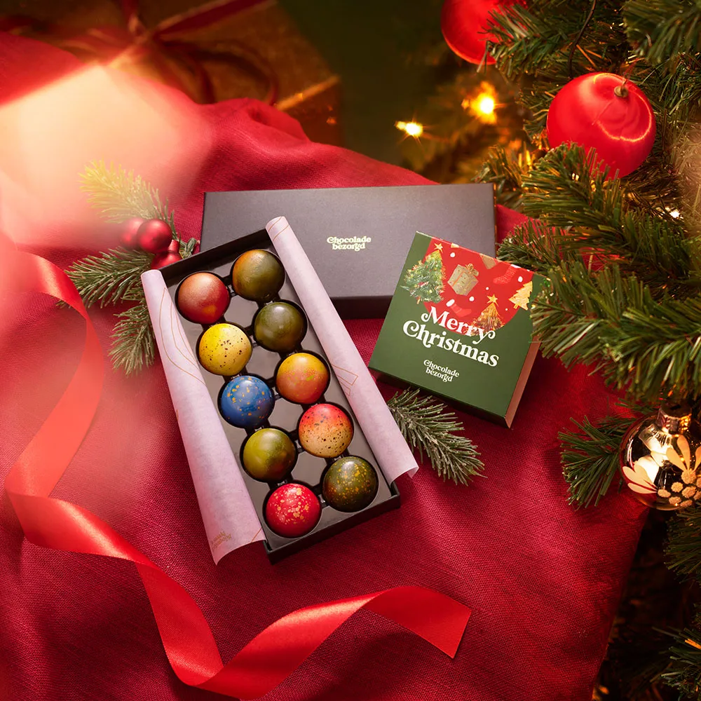 Chocoladebezorgd Kerst bonbons 10 stuks alcoholvrij