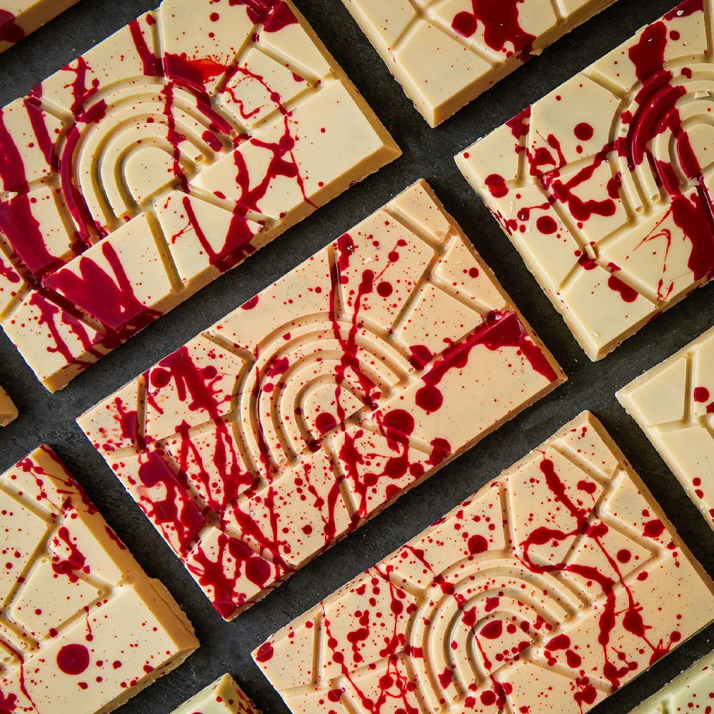 Chocoladebezorgd Barzz Halloween chocoladereep wit pistache 220g