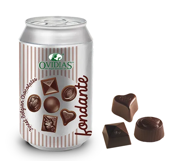 Ovidias Fondante blik pure chocolade pralines 95g puur