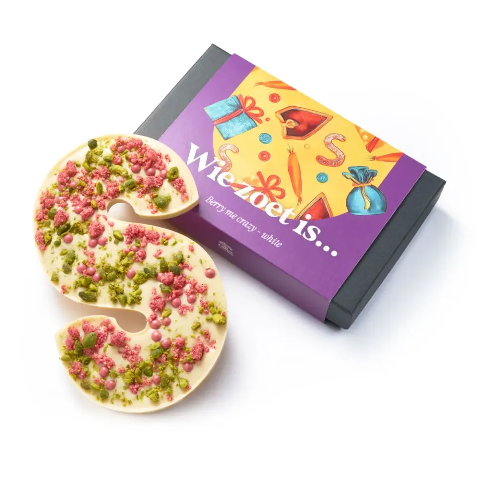 Chocoladebezorgd Berry Me Crazy chocoladeletter wit 200 gram bes