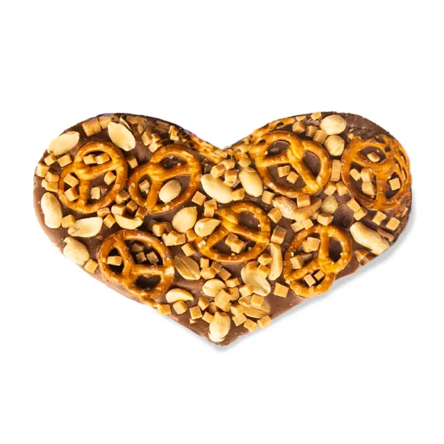 Chocoladebezorgd Pinda pretzel fudge chocoladehart melkchocolade 220g