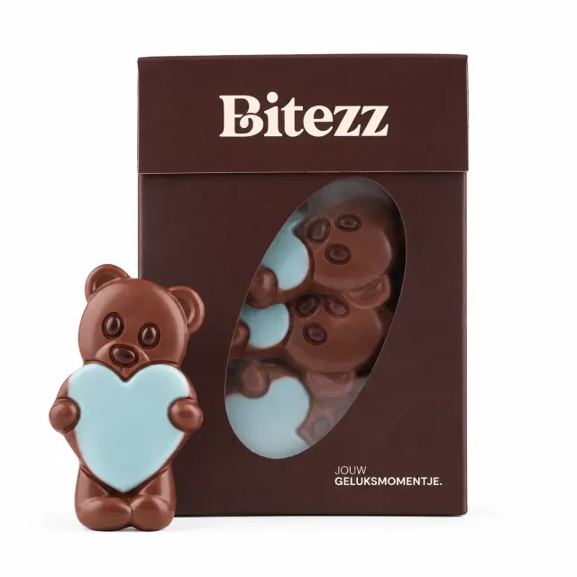 Chocoladebezorgd Liefdesbeertje blauw melk 400g