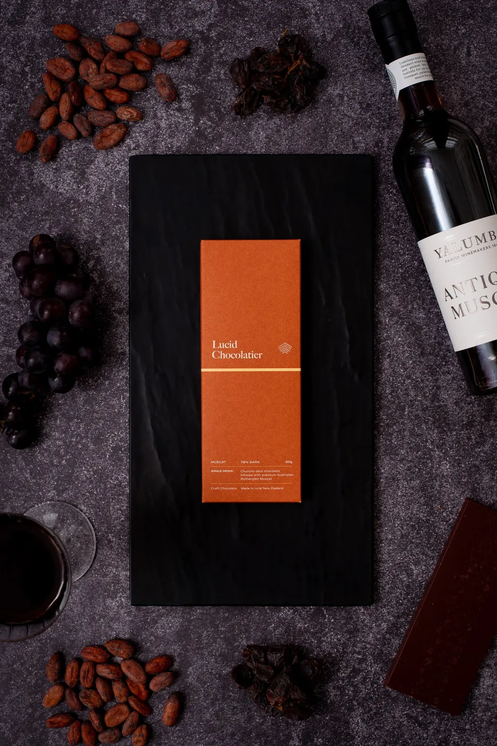 Lucid Chocolatier Muscat 78% chocoladereep dessertwijn infusie